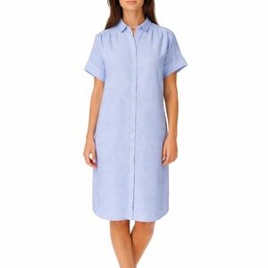 Well Worn Women's M Shirt Dress Blue Linen Blend H0355
